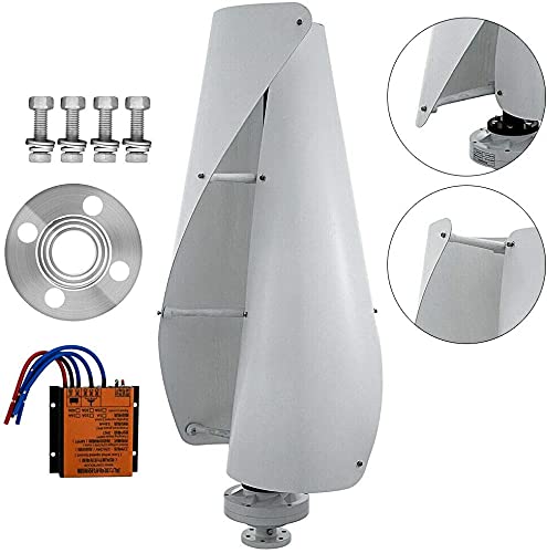 TBVECHI Wind Power Turbine Generator-400W 12V DC Vertical Wind Power Turbine Generator-White Wind Power with Charge Controller-Vertical Axis Wind Turbine with Low Speed Starting