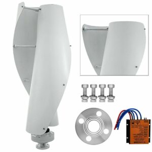 KONKENIE 12V 400W Helix Maglev Axis Wind Turbine Generator Vertical Generator Kit 3-Phase AC Permanent Magnet Generator with PWM Controller& 2 Blades for Boats Gazebos Cabins Mobile Homes White