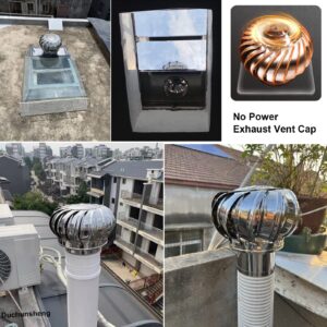 DUYULIANG Roof Wind Turbines Cap Vent Round Internally Braced Wind Turbines, 304 Stainless Steel Roof Ventilator Air Outlet, 4 10 12 Inch, Easy to Install Unpowered Rotation Rainproof Ventilator