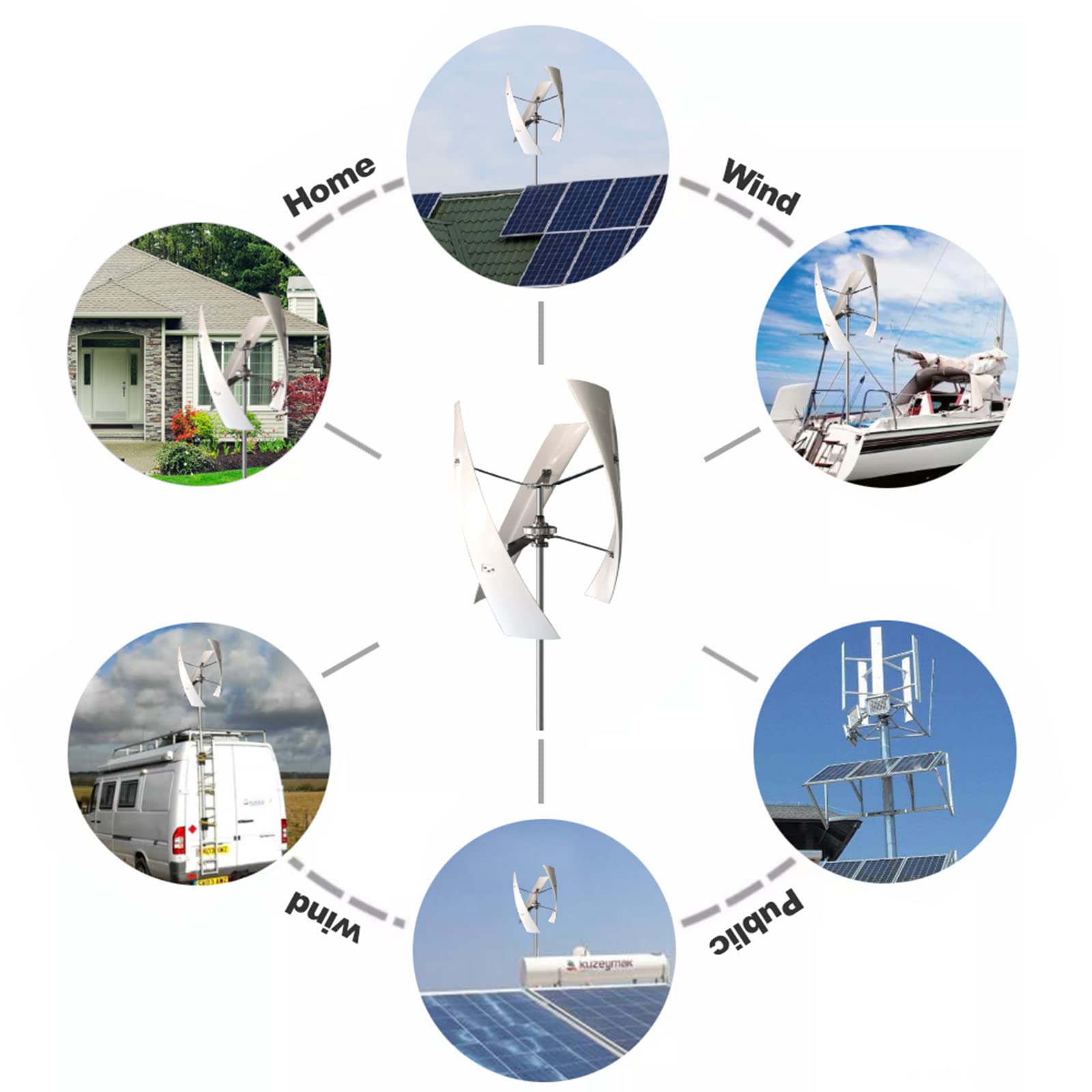 1000W No Noise Vertical Wind Turbine Generator, Portable Vertical Wind Power Turbine Generator Kit with Charge Controller for Homeuse Residential 12V 24V 48V(White),12v