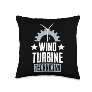 Repair Wind Energy Wind Turbine Technician Service Power Wind Turbine Technician Throw Pillow, 16x16, Multicolor