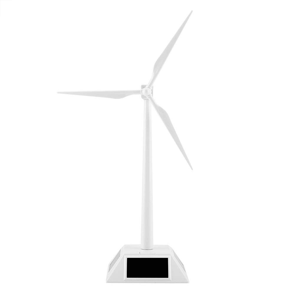 Solar Powered 3D Windmill Assembled Model Craft Kids Children Education Learning Fun Toy Gift ABS Plastics Wind Turbine White for Home Desktop Decor Garden Ornament