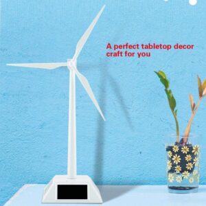 Solar Powered 3D Windmill Assembled Model Craft Kids Children Education Learning Fun Toy Gift ABS Plastics Wind Turbine White for Home Desktop Decor Garden Ornament