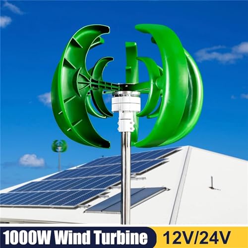 CHRISK 1000W Green Lantern Wind Turbine High Efficiency and Low Noise 5 Blade Wind Turbine with Controller,12v