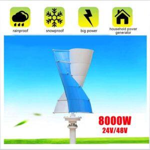 QAZNHODDS 8000W Vertical Wind Turbine, Permanent Magnet Generator 3 Phase 12V 24V 48V Noiseless Wind Turbine Generator,48V