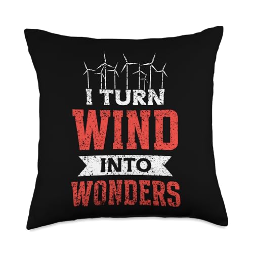 Wind Turbine Technician Service Repair Wind Energy I Turn Wonders Energy Wind Turbine Technician Throw Pillow, 18x18, Multicolor