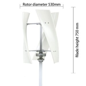 12V 24V 48V 5000W Wind Turbine Generator,White Vertical Axis Turbine Generator with Charger Controller for Outdoor Gardens(3 Blades),48v