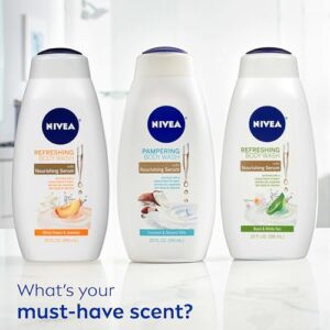 NIVEA Basil and White Tea Body Wash with Nourishing Serum, 20 Fl Oz Bottle