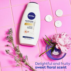 NIVEA Nourishing Botanical Blossom Body Wash for Dry Skin, 20 Fl Oz