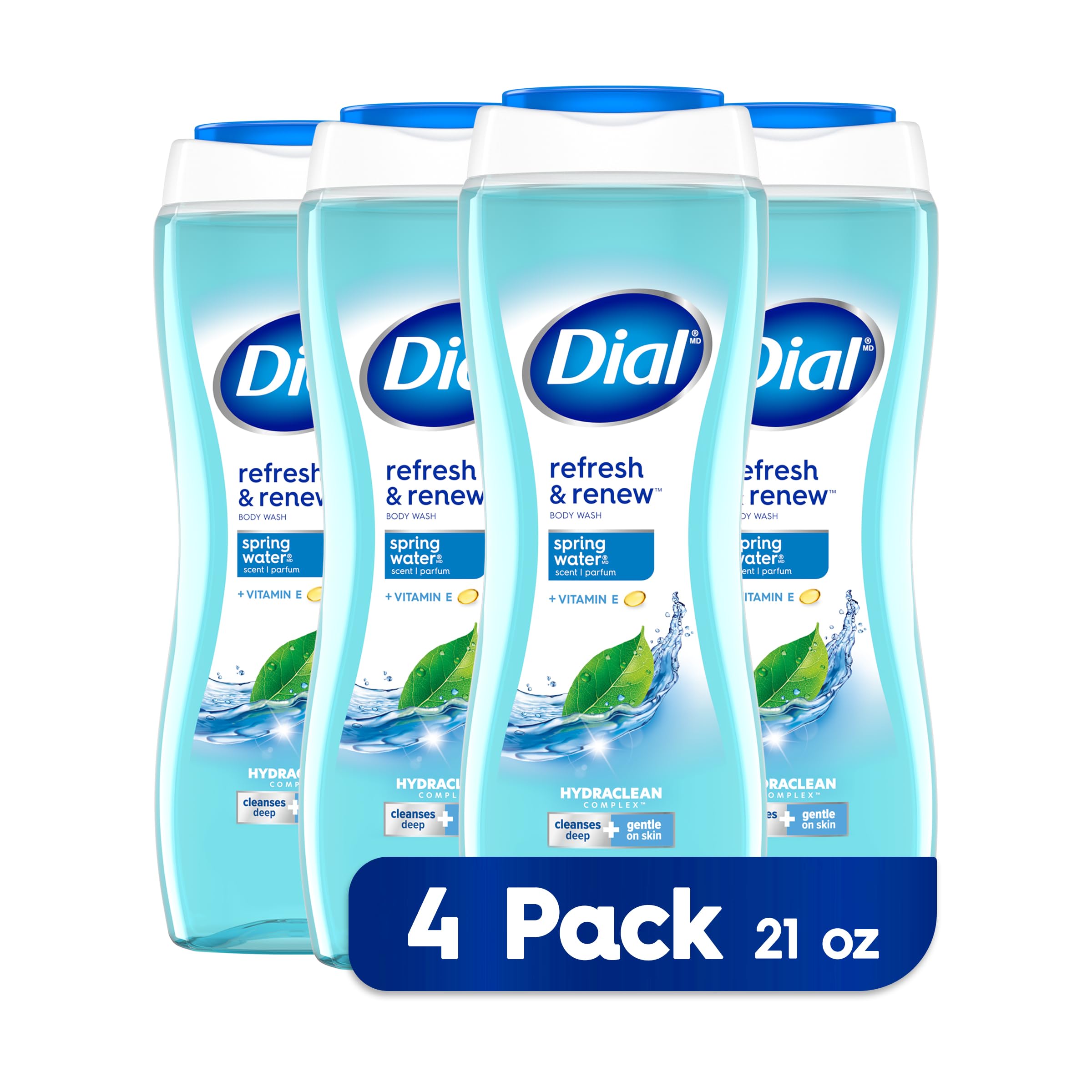 Dial Softening Body Wash, Spring Water, 21 fl oz (Pack of 4)