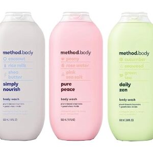 Method Body Wash Variety Pack - 3 Scents - Simply Nourish, Pure Peace And Daily Zen - 18 Fl Oz Each