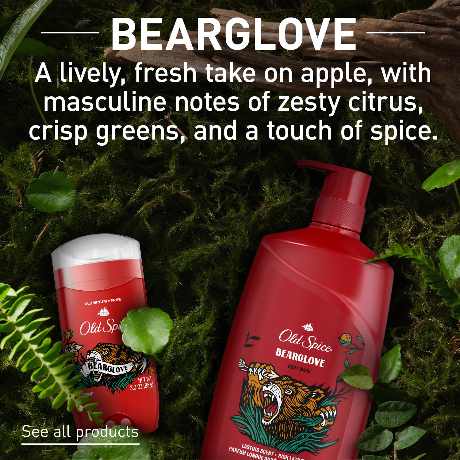 Old Spice Wild Bearglove Scent Body Wash for Men, 33.4 fl oz (Pack of 4)