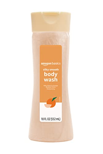 Amazon Basics Silky Smooth Body Wash, Peach & Orange Blossom Scent, 18 Fl Oz