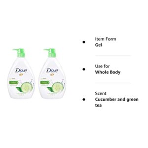 Dove Go Fresh Nourishing Body Wash, Cucumber and Green - 33.8 Fl Oz / 1L x 2 Pack