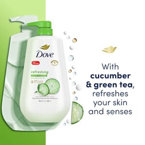 Dove Body Wash with Pump Refreshing Cucumber and Green Tea Refreshes Skin Cleanser That Effectively Washes Away Bacteria While Nourishing Your Skin 30.6 Fl oz(Pack of 3)