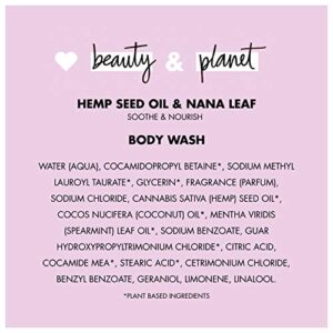 Love Beauty and Planet Body Wash Blissful Moisture for Dry Skin Hemp Seed Oil & Nana Leaf Vegan, Sulfate-free, Paraben-free, Cruelty-free 16 oz