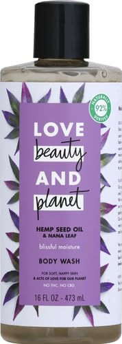 Love Beauty and Planet Body Wash Blissful Moisture for Dry Skin Hemp Seed Oil & Nana Leaf Vegan, Sulfate-free, Paraben-free, Cruelty-free 16 oz