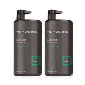 Every Man Jack Eucalyptus Mint Mens Body Wash for All Skin Types - Cleanse, Nourish, and Hydrate Skin with Naturally Derived Ingredients - Paraben Free, Phthalate Free, Dye Free - 33.8oz - 2pack