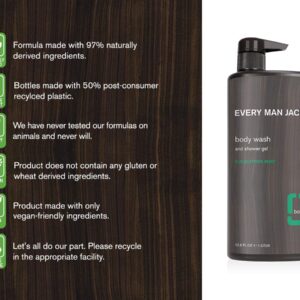 Every Man Jack Eucalyptus Mint Mens Body Wash for All Skin Types - Cleanse, Nourish, and Hydrate Skin with Naturally Derived Ingredients - Paraben Free, Phthalate Free, Dye Free - 33.8oz - 2pack