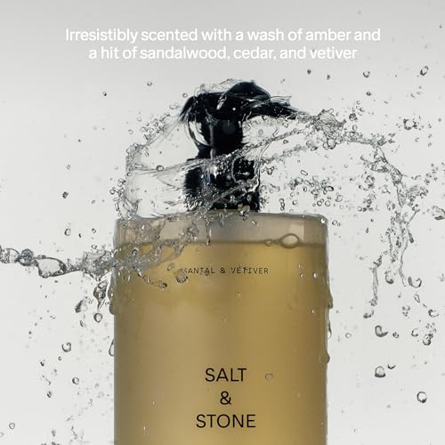 SALT & STONE Antioxidant-Rich Body Wash - Santal & Vetiver | Cleanse, Nourish & Soften Skin with Niacinamide & Hyaluronic Acid | Free From Parabens, Sulfates & Phthalates (15.2 fl oz)