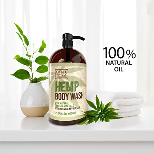 Dead Sea Collection Hemp Body Wash for Women and Men - with Dead Sea Minerals and Hamp Oil - Cleanses and Moisturizes Skin - Pack of 2 (67.6 fl. oz)