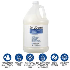 Ginger Lily Farms Botanicals ZeroDerm Advanced Therapy Nourishing Body Wash, 100% Vegan & Cruelty-Free, Fragrance Free, 1 Gallon (128 Fl. Oz.) Refill