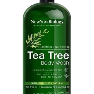 New York Biology Tea Tree Body Wash for Men and Women - Moisturizing Body Wash Helps Soothe Itchy Skin, Jock Itch, Athletes Foot, Nail Fungus, Eczema, Body Odor and Ringworm - 16.9 Fl Oz