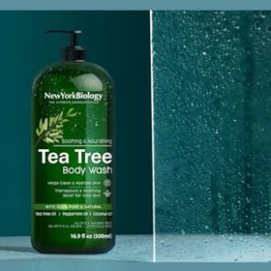 New York Biology Tea Tree Body Wash for Men and Women - Moisturizing Body Wash Helps Soothe Itchy Skin, Jock Itch, Athletes Foot, Nail Fungus, Eczema, Body Odor and Ringworm - 16.9 Fl Oz