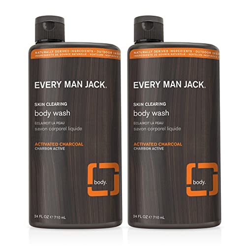 Every Man Jack Hydrating Body Wash for all skin types - Naturally Derived Ingredients - Cleanse, Nourish, and Hydrate Skin -Paraben Free, Phthalate Free, Dye Free-24oz - 2pack (Activated Charcoal)