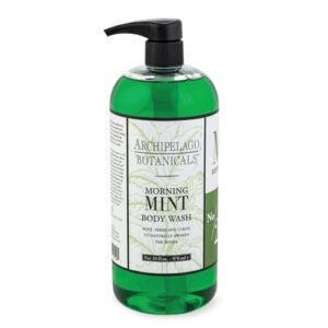 Archipelago Botanicals Morning Mint Body Wash. Stimulating and Cleansing Daily Wash. Free from Parabens and Sulfates (33 fl oz)