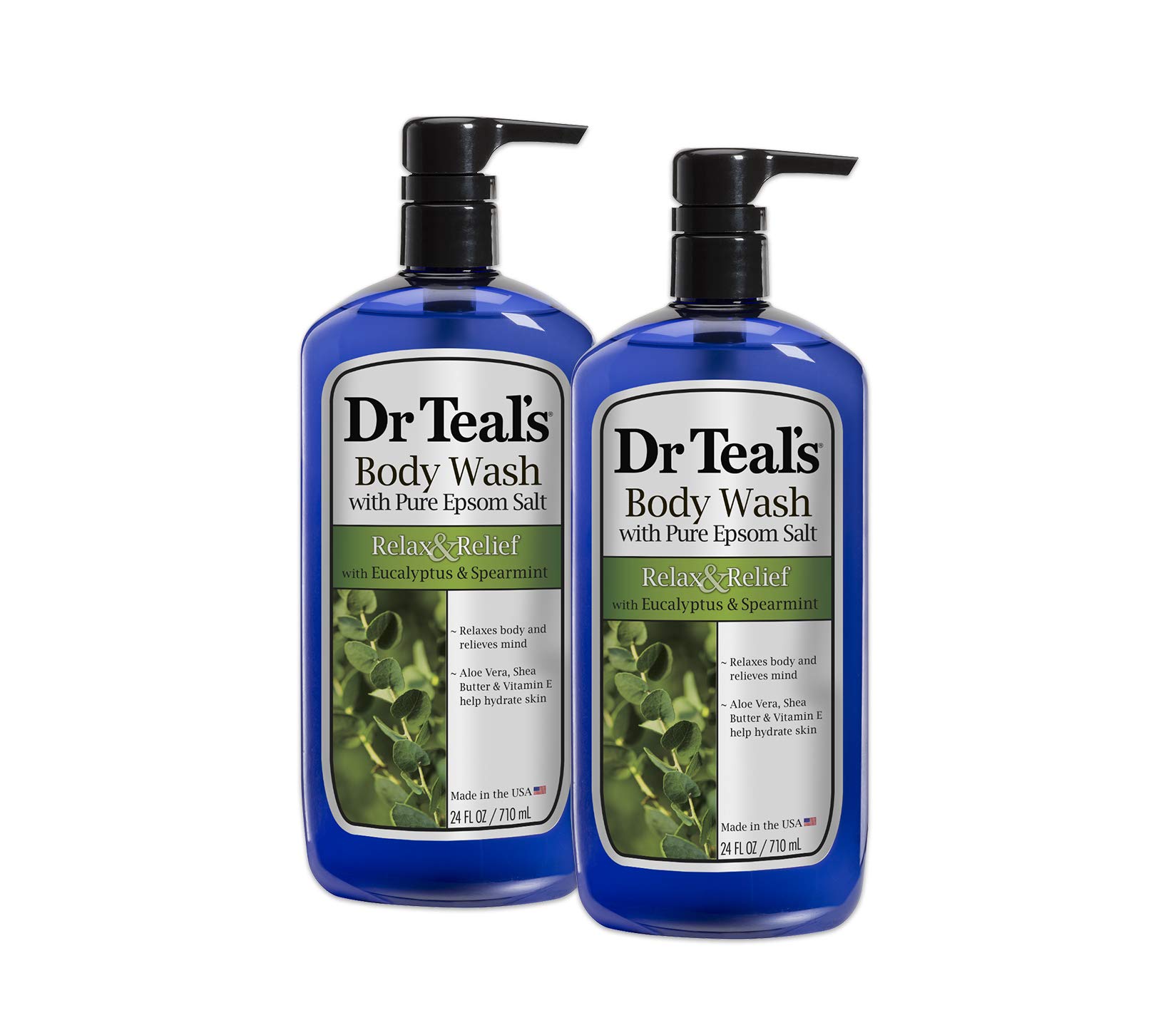 Dr Teal's Body Wash, Relax & Relief with Eucalyptus & Spearmint 24 fl oz (Pack of 2)