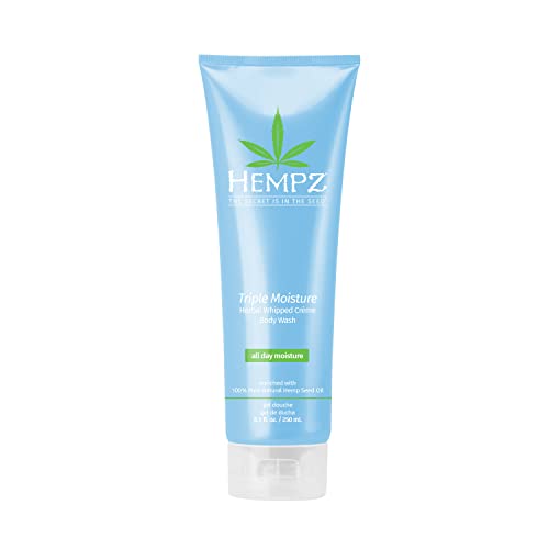 Hempz Triple Moisture Herbal Whipped Creme Body Wash 8.5 oz. - Scented Shower Gel for Women and Men, Unisex Personal Care Products - Paraben-Free Anti-Aging Bath Soap that Hydrates and Gently Cleanses