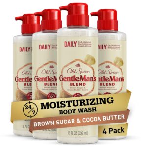 old spice exfoliating body wash for men, gentleman's blend brown sugar & cocoa butter scent, 18 fl oz (pack of 4)