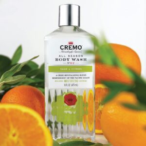 Cremo Rich-Lathering Sage & Citrus Body Wash, A Revitalizing Combination of Bright Mandarin, Dry Herbs and White Cedar, 16 Fl Oz (2-Pack)