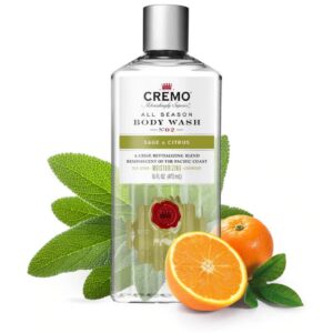 Cremo Rich-Lathering Sage & Citrus Body Wash, A Revitalizing Combination of Bright Mandarin, Dry Herbs and White Cedar, 16 Fl Oz (2-Pack)