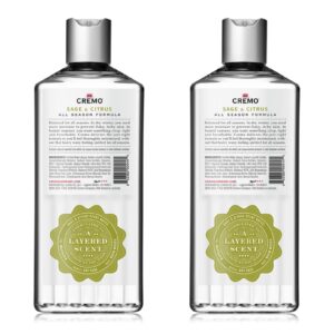 Cremo Rich-Lathering Sage & Citrus Body Wash, A Revitalizing Combination of Bright Mandarin, Dry Herbs and White Cedar, 16 Fl Oz (2-Pack)