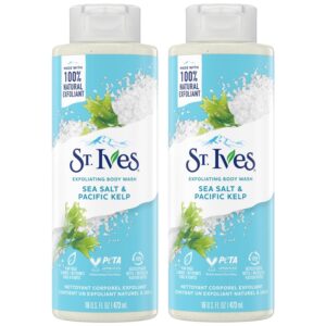 St. Ives Exfoliating Body Wash - Sea Salt & Pacific Kelp Scrub, Natural Body Wash, Body Soap, or Hand Soap with Plant-Based Exfoliants for Glowing Skin, 16 Oz Ea (Pack of 2)