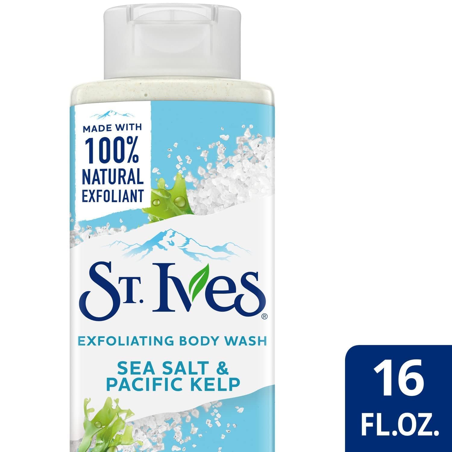 St. Ives Exfoliating Body Wash - Sea Salt & Pacific Kelp Scrub, Natural Body Wash, Body Soap, or Hand Soap with Plant-Based Exfoliants for Glowing Skin, 16 Oz Ea (Pack of 2)