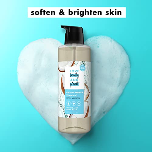 Love Beauty And Planet Body Wash Softened, Visibly Glowing Skin Coconut Water and Vitamin C Made with Plant-Based Cleansers and Skin Care Ingredients 32.3 fl oz