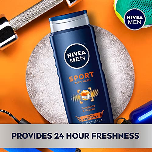 NIVEA MEN Sport Body Wash with Revitalizing Minerals, 16.9 Fl Oz Bottle