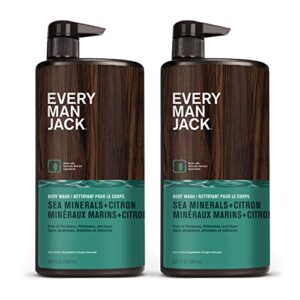 every man jack men’s hydrating body wash for all skin types - cleanse and hydrate skin with naturally derived marine extracts, coconut oil, and a sea minerals + citron scent - 33.8 fl. oz. - 2 bottle