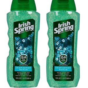 Irish Spring Body Wash Deep Action Exfoliating Scrub, 18 Fl Oz (Pack of 2)