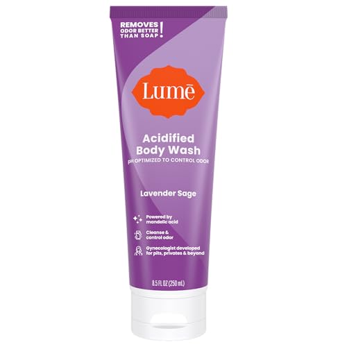 Lume Acidified Body Wash - 24 Hour Odor Control - Removes Odor Better than Soap - Moisturizing Formula - Formulated Without SLS or Parabens - OB/GYN Developed - 8.5 ounce (Lavender Sage)