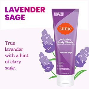 Lume Acidified Body Wash - 24 Hour Odor Control - Removes Odor Better than Soap - Moisturizing Formula - Formulated Without SLS or Parabens - OB/GYN Developed - 8.5 ounce (Lavender Sage)