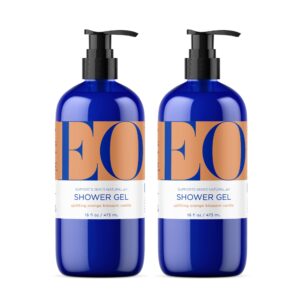 eo shower gel body wash, 16 ounce (pack of 2), orange blossom and vanilla, organic plant-based skin conditioning cleanser with pure essentials oils