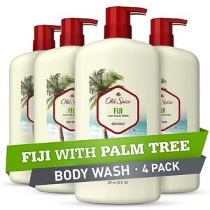 old spice fresher collection body wash for men, fiji with palm tree scent, 25 fl oz (pack of 4)
