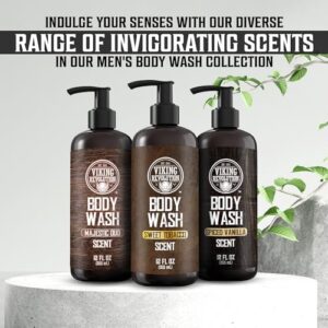 Viking Revolution Men's Body Wash - Majestic Oud Mens Body Wash - Mens Natural Body Wash for Men with Vitamin E and Rosemary Oil - Shower Gel Body Wash Men (12 Fl Oz, Pack of 2)