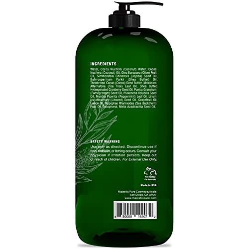 MAJESTIC PURE Tea Tree Body Wash - Formulated to Combat Dry, Flaky Skin - Soothes, Nourishes and Moisturizes Irritated, Chapped, Problem Skin Areas - (Packaging may Vary) -16 fl. oz.