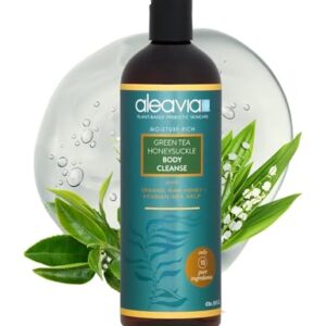 Aleavia Green Tea Honeysuckle Body Cleanse – Organic & All-Natural Prebiotic Body Wash with Raw Honey – 16 Oz.