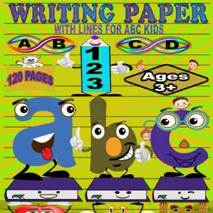 KINDERGARTEN WRITING PAPER WITH LINES FOR ABC KIDS: Blank Handwriting Practice Paper with Dotted Lines (120 PAGES ). Writing Paper for Kids to practice the letters and numbers .(Double-Sided Paper).